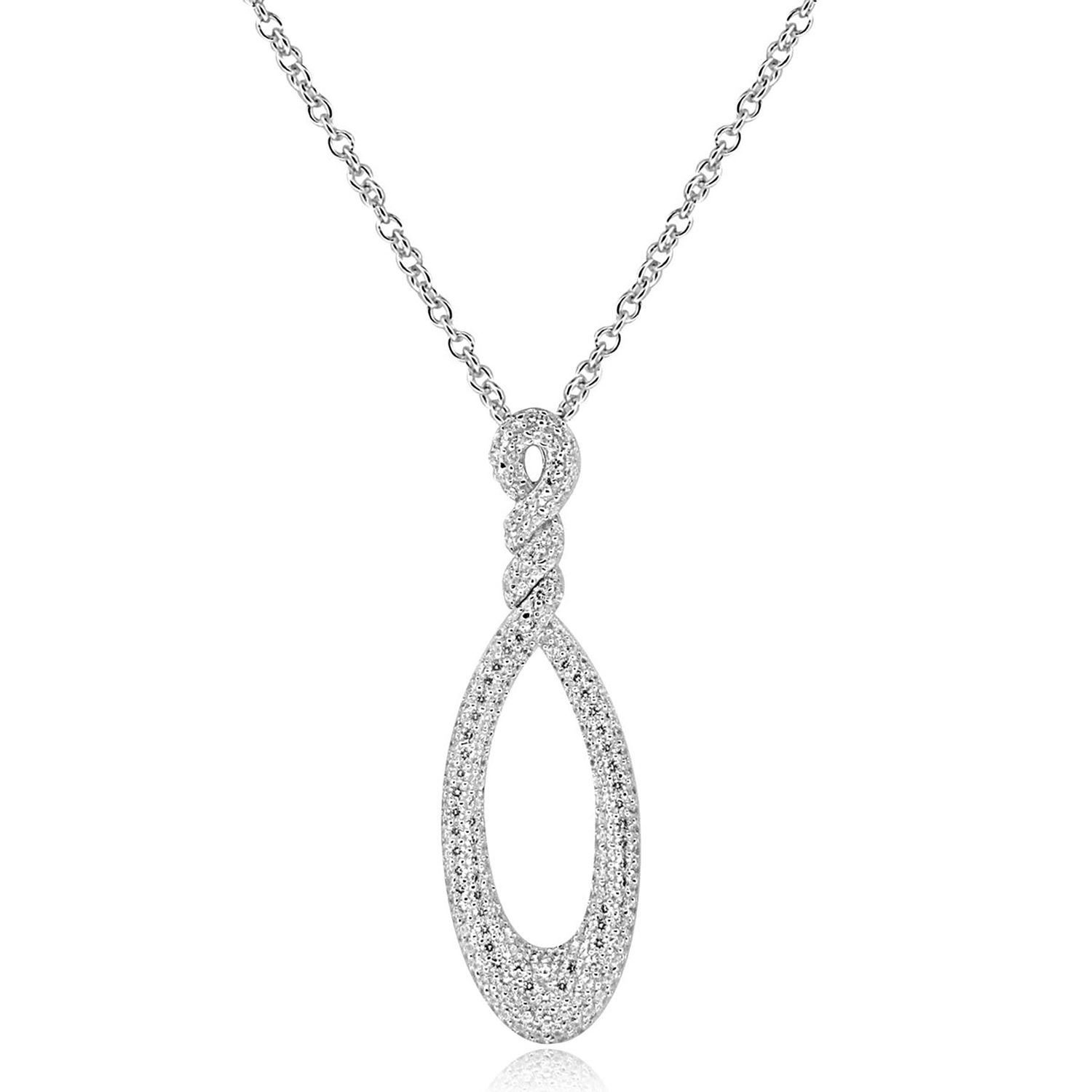 Dazzlers Sterling Silver Rhodium Plated and CZ Teardrop Necklace, MPN: DGN-1022
