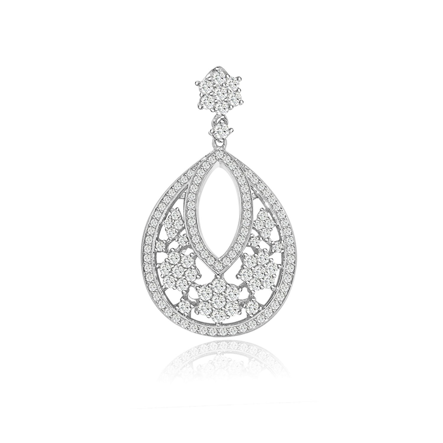 Dazzlers Sterling Silver Rhodium Plated and CZ Teardrop Fashion Necklace, MPN: DRP-522