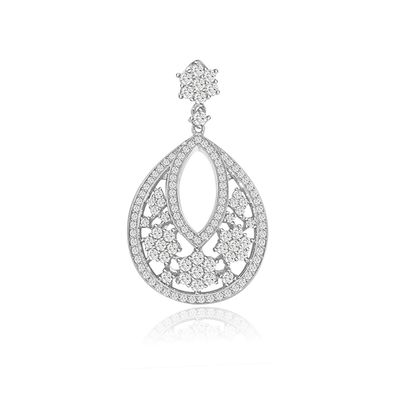 Dazzlers Sterling Silver Rhodium Plated and CZ Teardrop Fashion Necklace, MPN: DRP-522