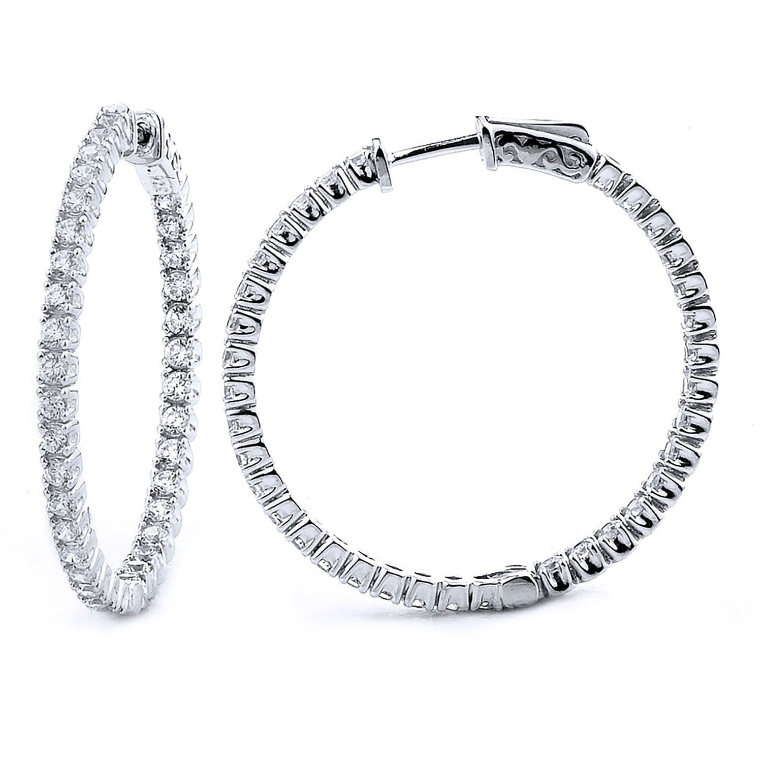 Dazzlers Sterling Silver Rhodium Plated and CZ Hoop Earrings, MPN: DCE-264