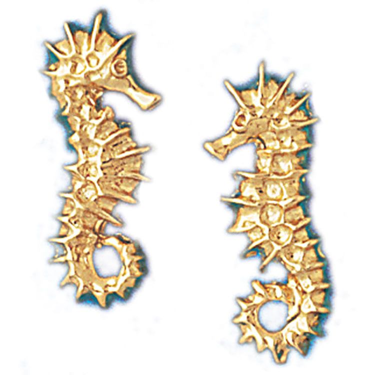 Dazzlers 14k Yellow Gold Seahorse Stud Earrings, MPN: DZ-13085