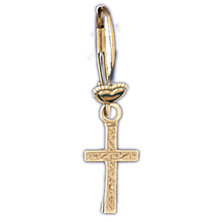 Dazzlers 14k Yellow Gold Cross Leverback Earrings, MPN: DZ-13029