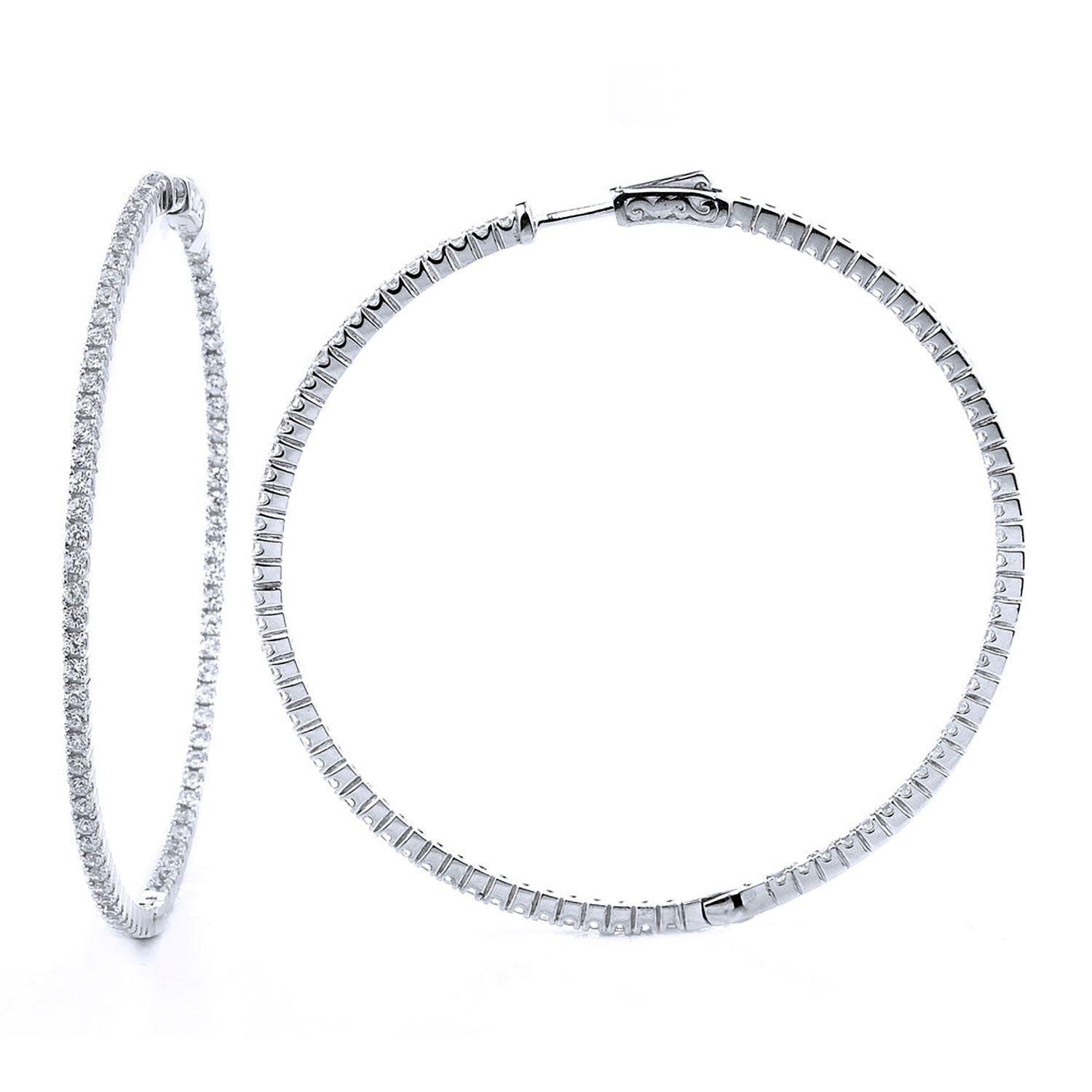 Dazzlers Sterling Silver Rhodium Plated and CZ Hoop Earrings, MPN: DCE-390