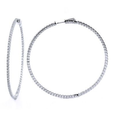 Dazzlers Sterling Silver Rhodium Plated and CZ Hoop Earrings, MPN: DCE-390