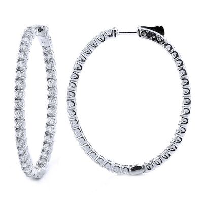 Dazzlers Sterling Silver Rhodium Plated and CZ Oval Hoop Earrings, MPN: DCE-389