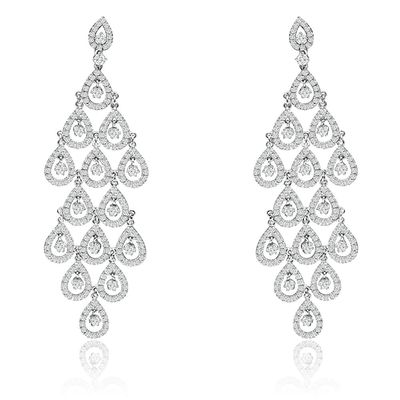 Dazzlers Sterling Silver Rhodium Plated and CZ Teardrop Dangle Earrings, MPN: DCE-577