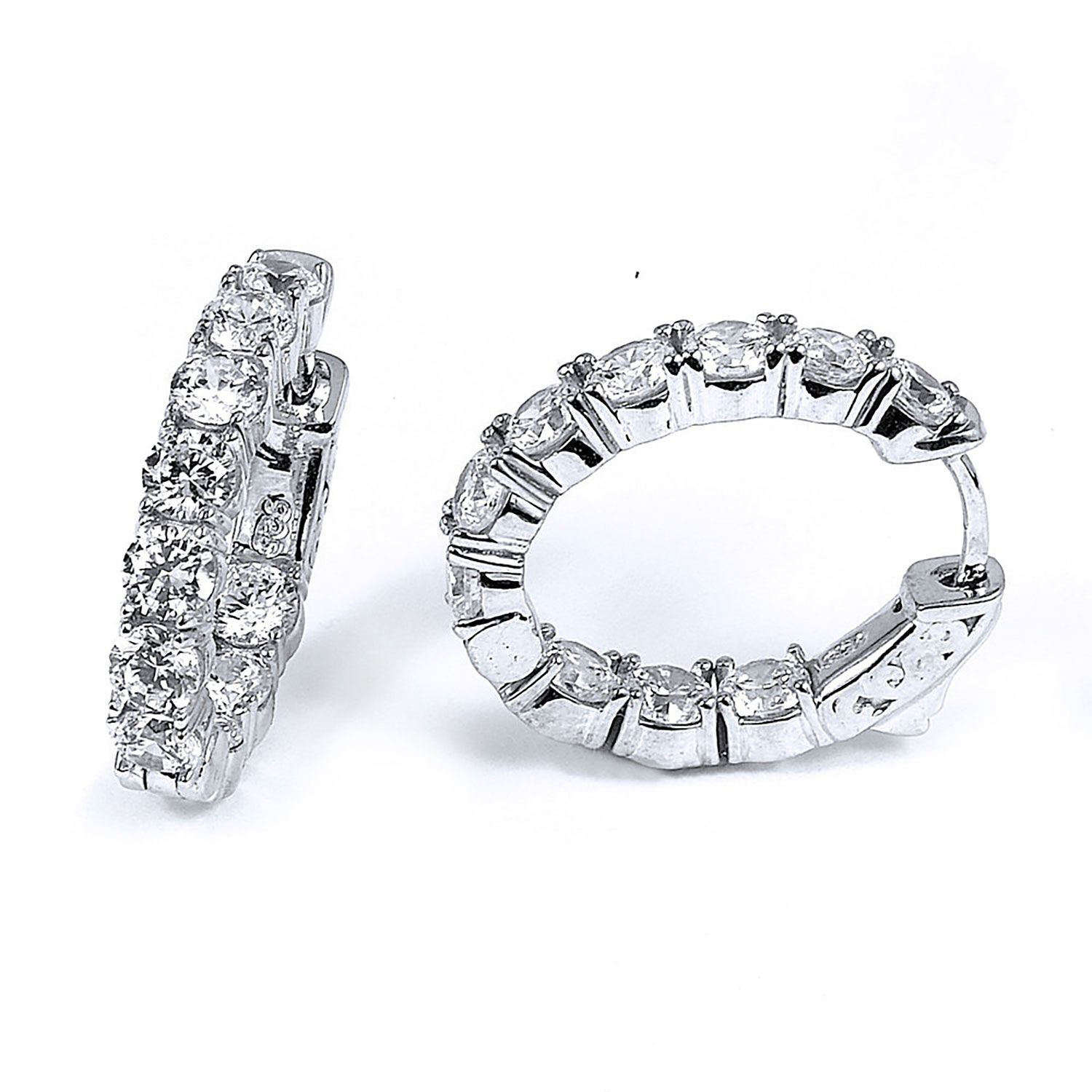 Dazzlers Sterling Silver Rhodium Plated with CZ Hoop Earrings, MPN: DCE-435