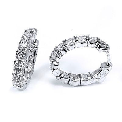 Dazzlers Sterling Silver Rhodium Plated with CZ Hoop Earrings, MPN: DCE-435