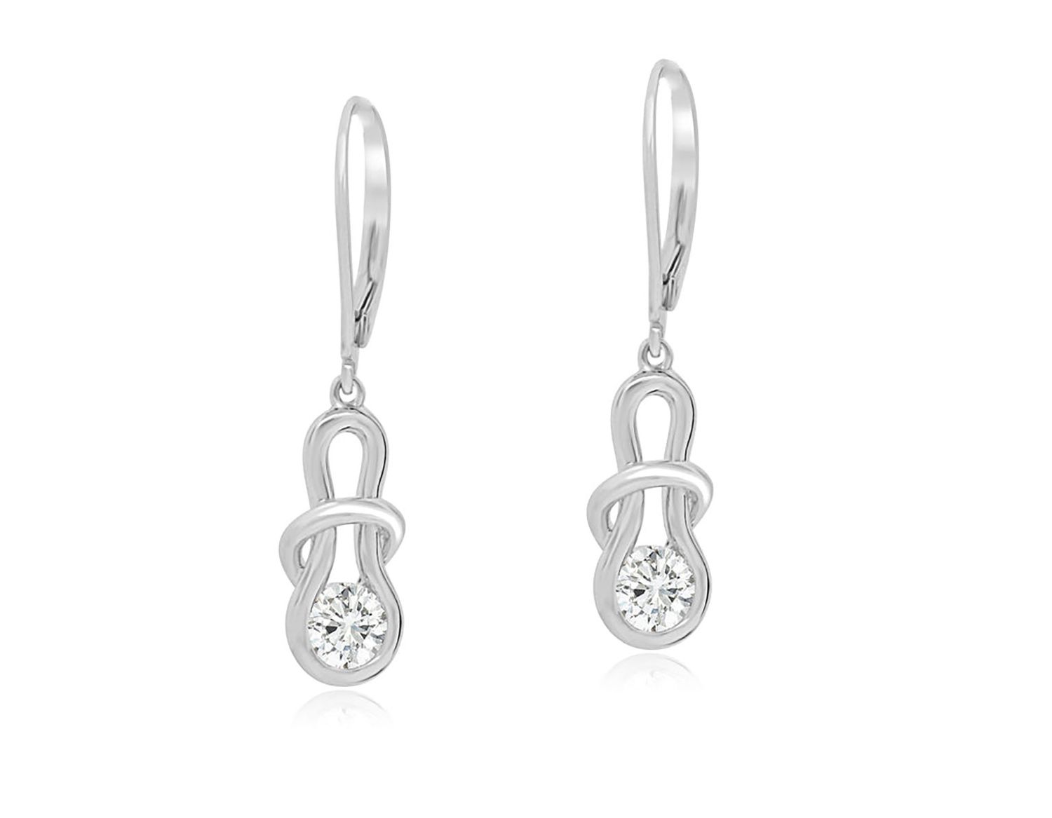 Dazzlers Sterling Silver Rhodium Plated and CZ Dangle Earrings, MPN: DBE5404