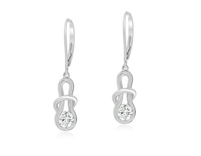 Dazzlers Sterling Silver Rhodium Plated and CZ Dangle Earrings, MPN: DBE5404