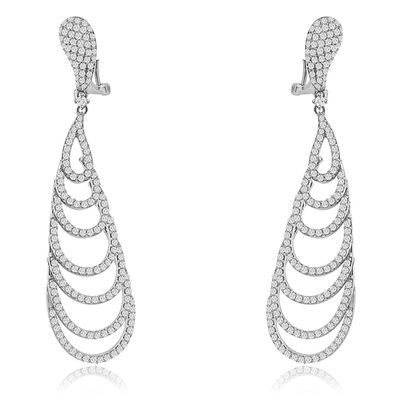 Dazzlers Sterling Silver Rhodium Plated and CZ Long Dangle Earrings, MPN: DCE-586