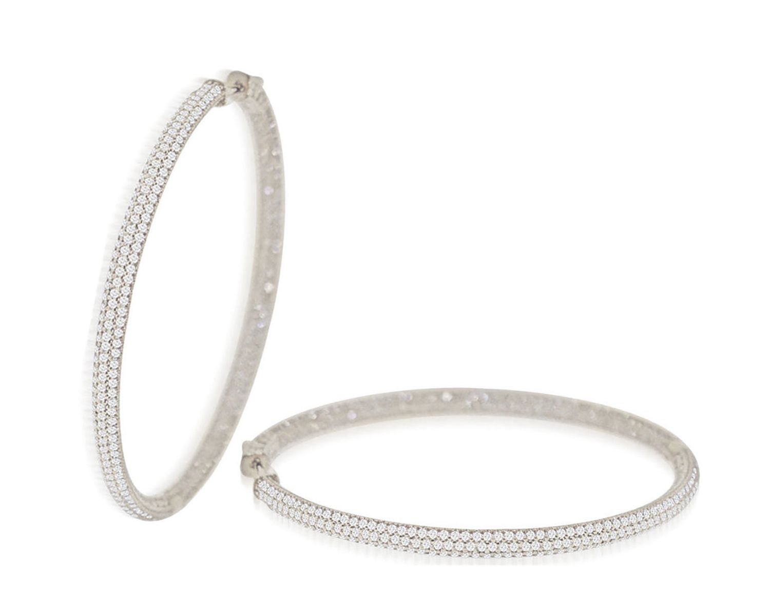 Dazzlers Sterling Silver Rhodium Plated and CZ Hoop Earrings, MPN: DCE-64