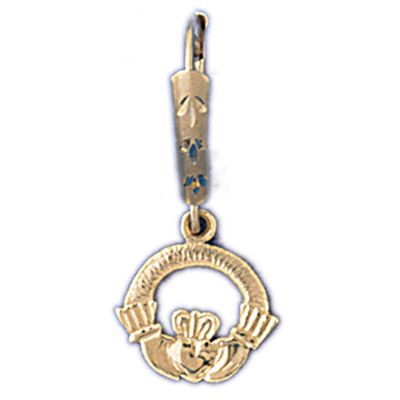 Dazzlers 14k Yellow Gold Claddagh Leverback Earrings, MPN: DZ-13016