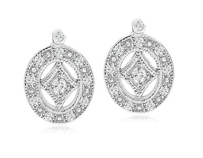 Dazzlers Sterling Silver Rhodium Plated and CZ Earrings, MPN: DBE3032