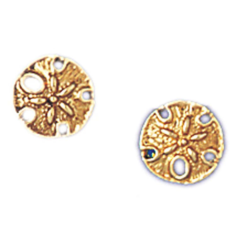 Dazzlers 14k Yellow Gold Sand Dollar Stud Earrings, MPN: DZ-13109