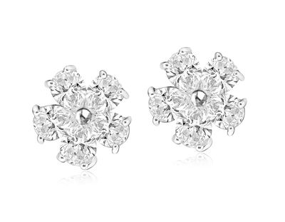 Dazzlers Sterling Silver Rhodium Plated and CZ Flower Stud Earrings, MPN: DBE010
