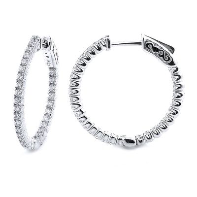 Dazzlers Sterling Silver Rhodium Plated and CZ Hoop Earrings, MPN: DCE-277