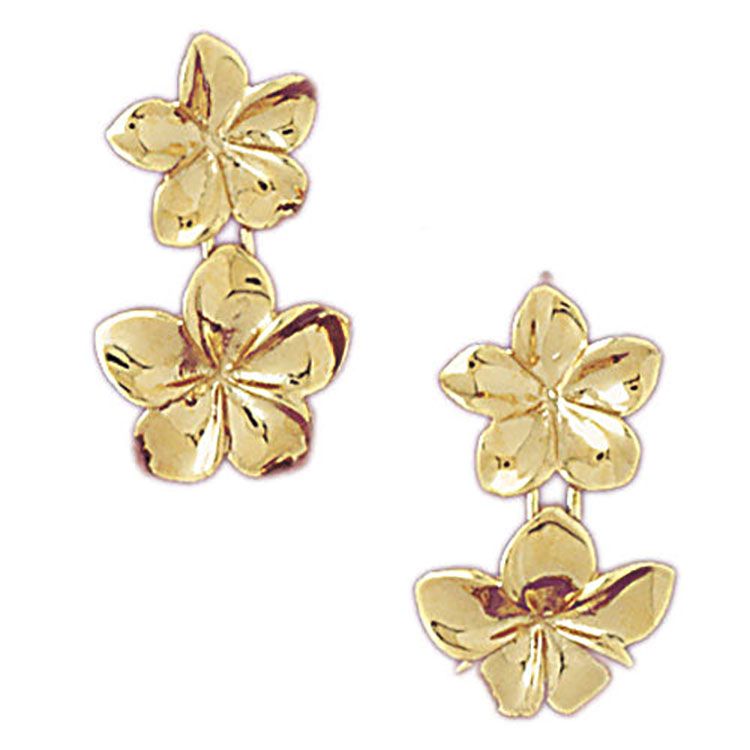 Dazzlers 14k Yellow Gold Plumeria Drop Earrings, MPN: DZ-12094