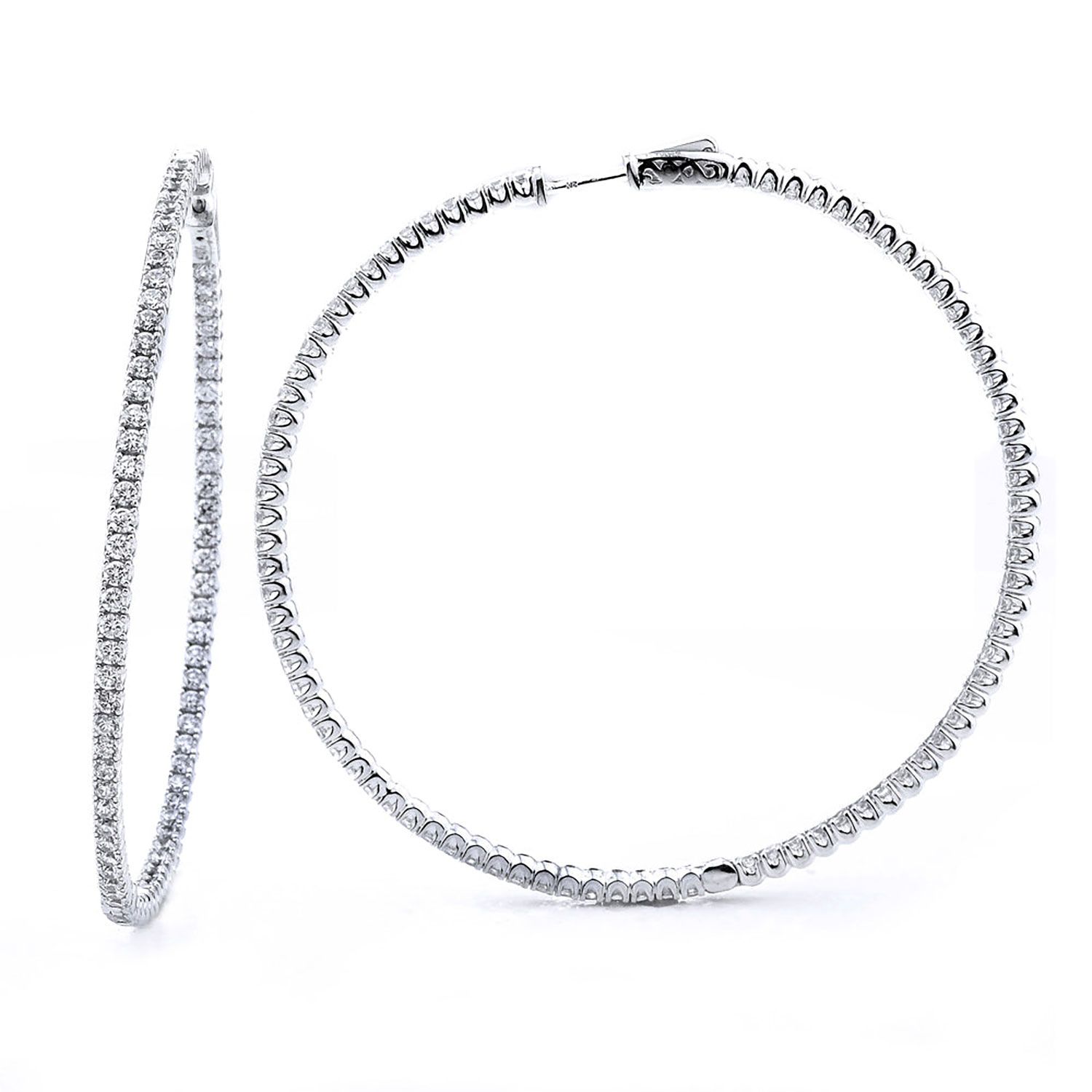 Dazzlers Sterling Silver Rhodium Plated and CZ Hoop Earrings, MPN: DCE-53