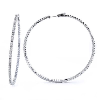 Dazzlers Sterling Silver Rhodium Plated and CZ Hoop Earrings, MPN: DCE-53