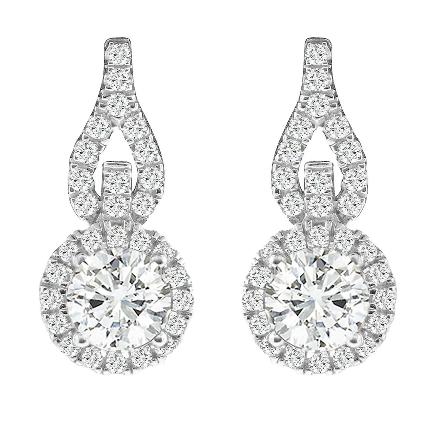 Dazzlers Sterling Silver Rhodium Plated and CZ Drop Earrings, MPN: DME-290