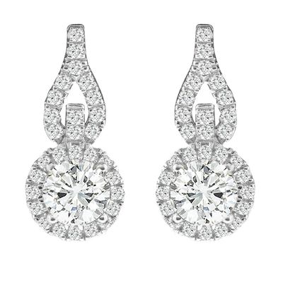 Dazzlers Sterling Silver Rhodium Plated and CZ Drop Earrings, MPN: DME-290