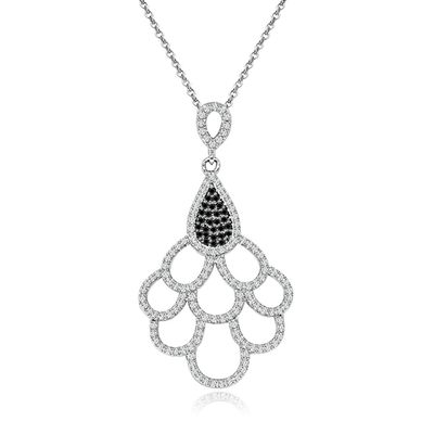 Dazzlers Sterling Silver Rhodium Plated Black and White CZ Necklace, MPN: DYN-722
