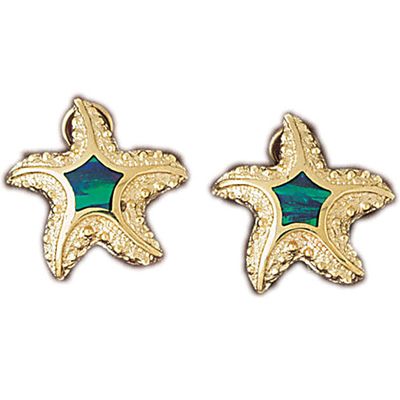 Dazzlers 14k Yellow Gold Created Opal Starfish Earrings, MPN: DZ-14966
