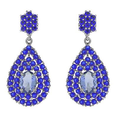 Dazzlers Sterling Silver Black Rhodium Plated with Simulated Blue Topaz and Blue CZ, MPN: DSE-819B