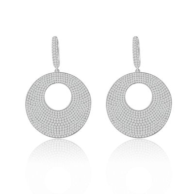 Dazzlers Sterling Silver Rhodium Plated and micro-pave CZ Dangle Earrings, MPN: DRE-526