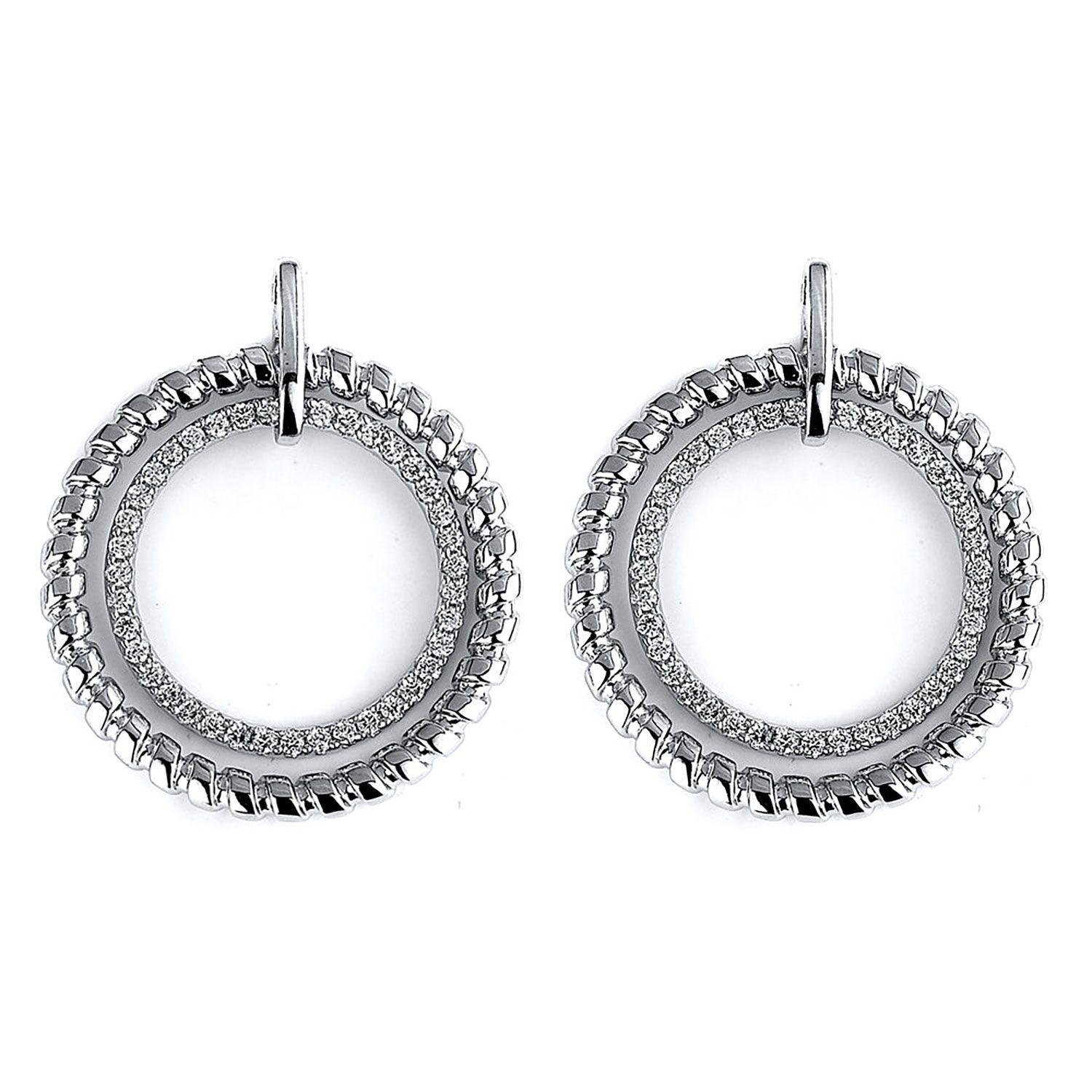Dazzlers Sterling Silver Rhodium Plated and CZ Circular Earrings, MPN: DCE-211