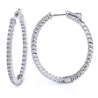Dazzlers Sterling Silver Rhodium Plated and CZ Oval Hoop Earrings, MPN: DCE-383