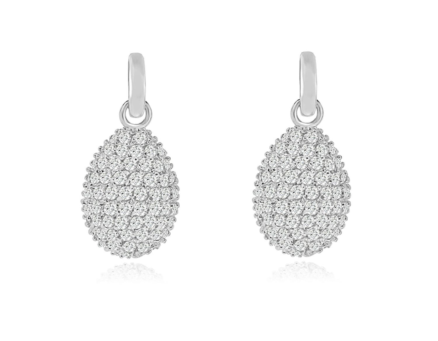 Dazzlers Sterling Silver Rhodium Plated and CZ Dangle Teardrop Earrings, MPN: DBE7284