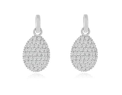 Dazzlers Sterling Silver Rhodium Plated and CZ Dangle Teardrop Earrings, MPN: DBE7284