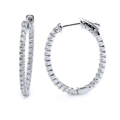 Dazzlers Sterling Silver Rhodium Plated and CZ Oval Hoop Earrings, MPN: DCE-291