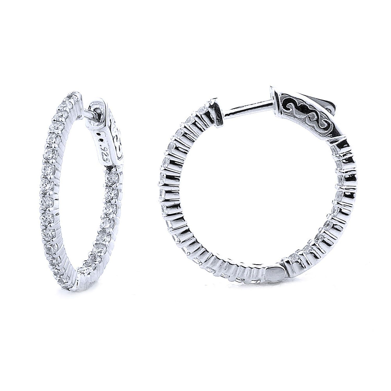 Dazzlers Sterling Silver Rhodium Plated and CZ Hoop Earrings, MPN: DCE-275