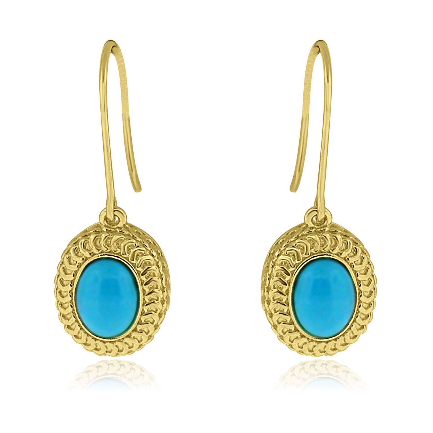Dazzlers Sterling Silver Gold Plated with Simulated Turquoise Dangle Earrings, MPN: DBE874