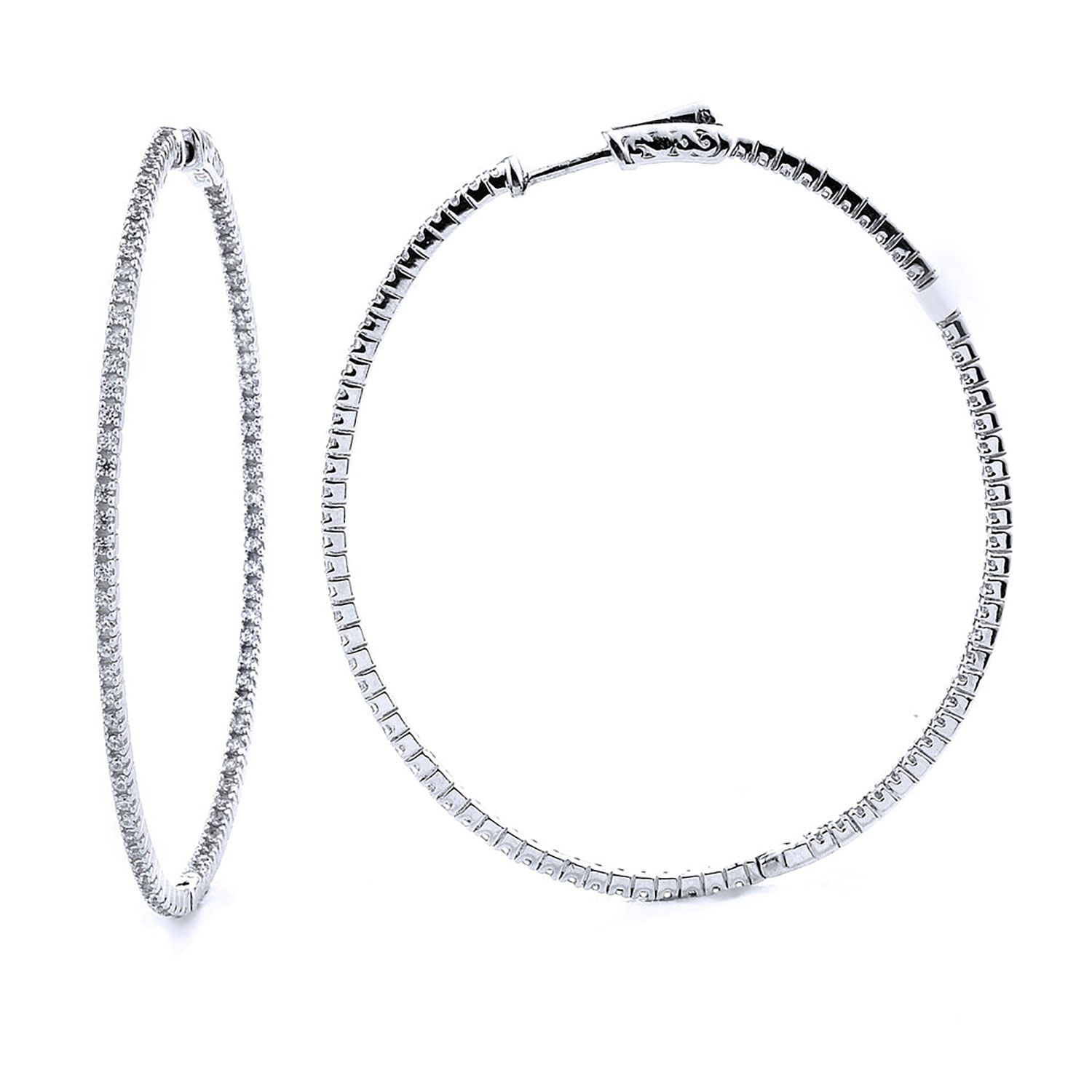 Dazzlers Sterling Silver Rhodium Plated and CZ Oval Hoop Earrings, MPN: DCE-296