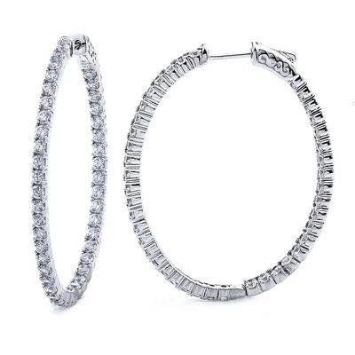 Dazzlers Sterling Silver Rhodium Plated and CZ Oval Hoop Earrings, MPN: DCE-287