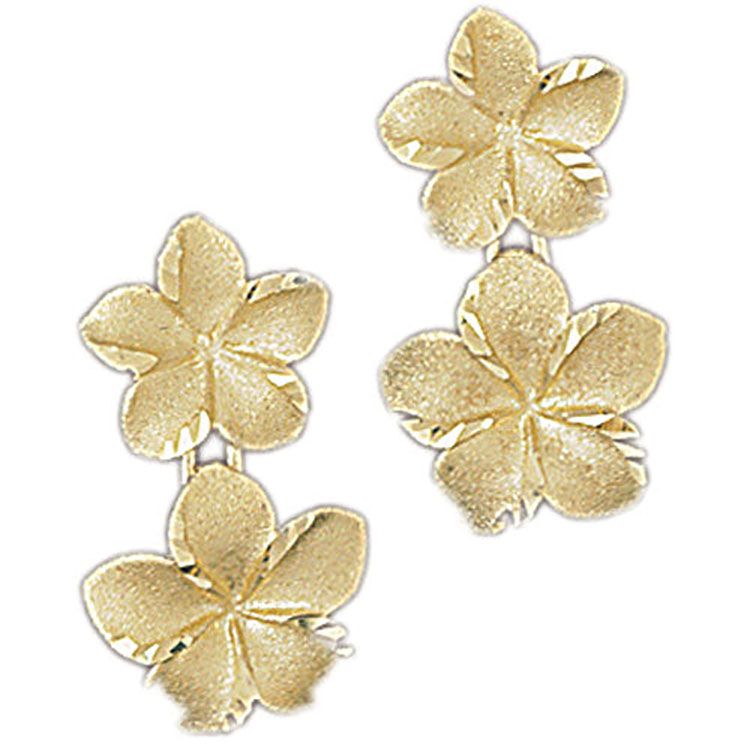 Dazzlers 14k Yellow Gold Plumeria Drop Earrings, MPN: DZ-12107