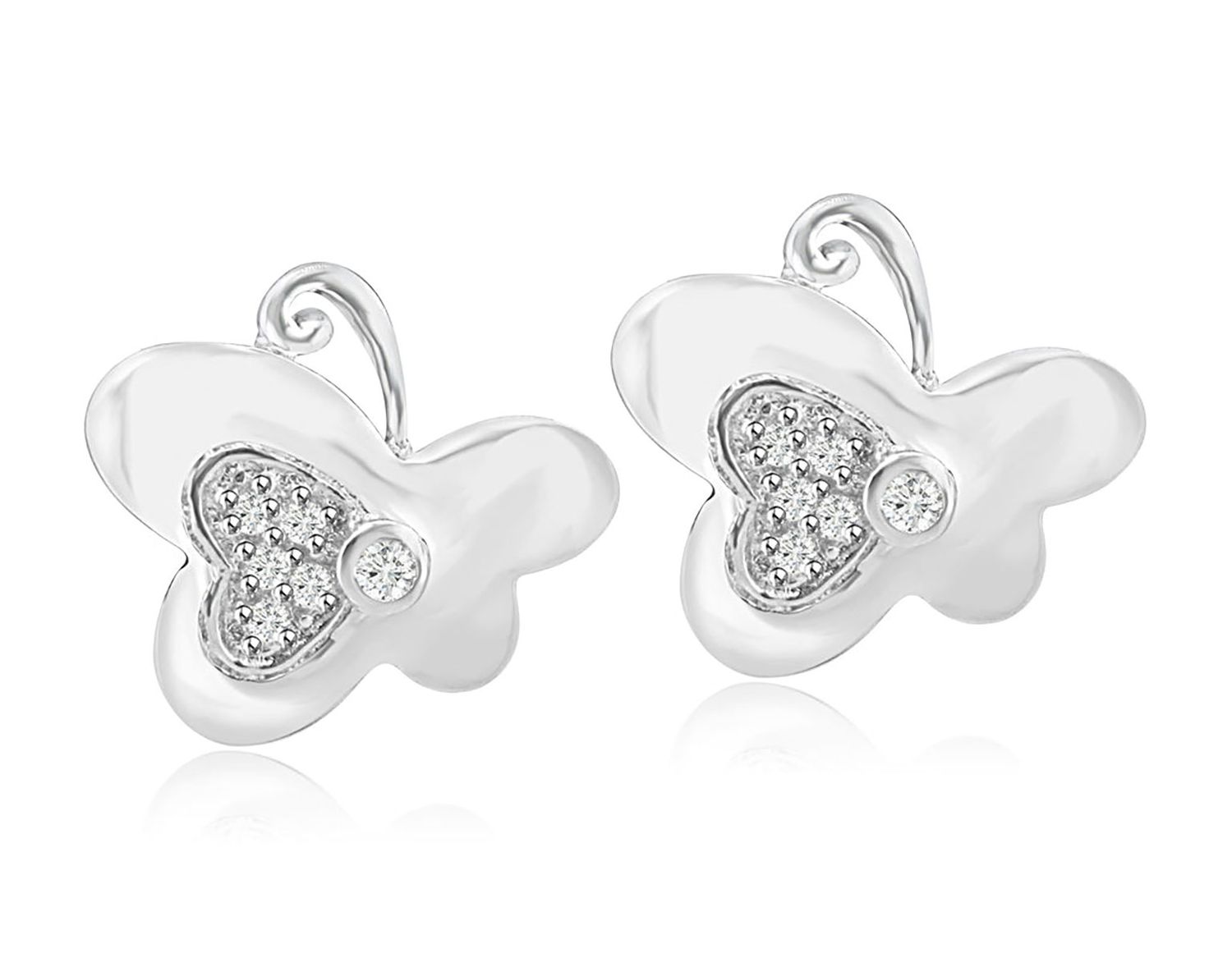 Dazzlers Sterling Silver Rhodium Plated and CZ Butterfly Earrings, MPN: DBE6654
