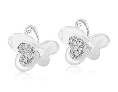 Dazzlers Sterling Silver Rhodium Plated and CZ Butterfly Earrings, MPN: DBE6654