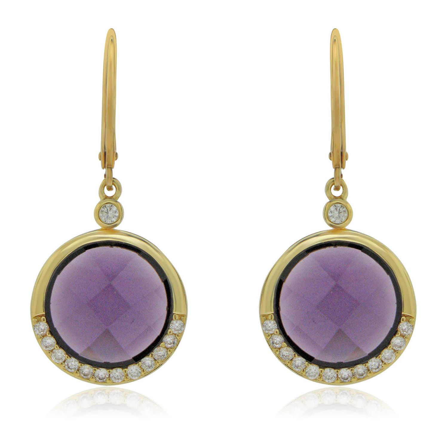 Dazzlers Sterling Silver Gold Plated with Simulated Amethyst and CZ Dangle Earrings, MPN: DSE-809Y