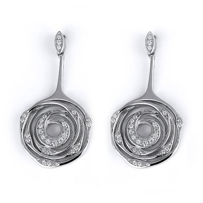 Dazzlers Sterling Silver Rhodium Plated and CZ Flower Dangle Earrings, MPN: DCE-236