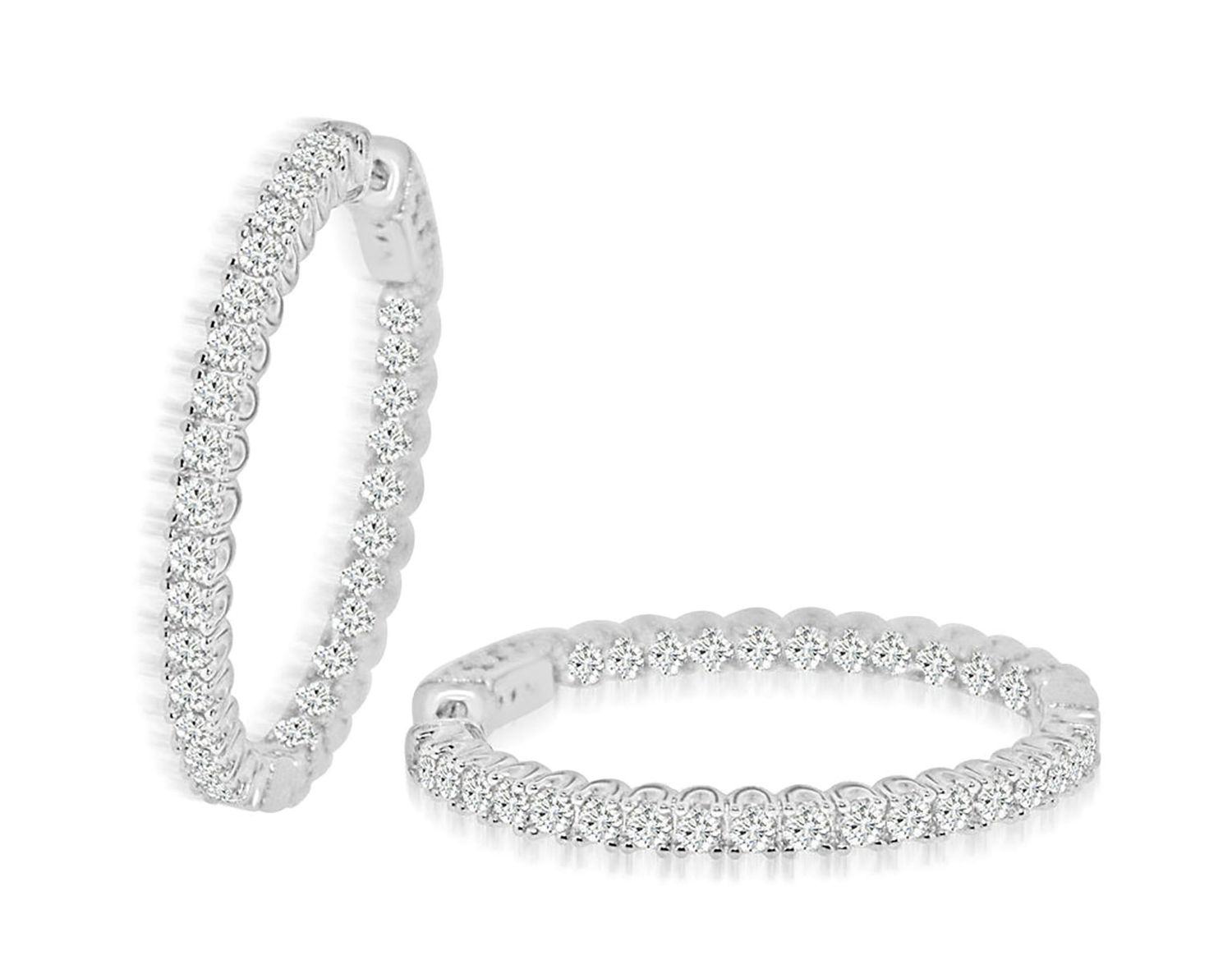 Dazzlers Sterling Silver Rhodium Plated and CZ Hoop Earrings, MPN: DCE-28