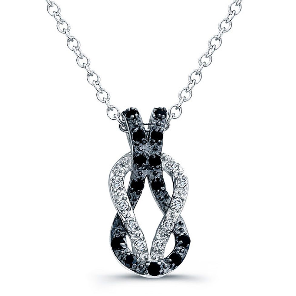 Dazzlers Sterling Silver Rhodium Plated and Black CZ Knot Necklace, MPN: DBN11464
