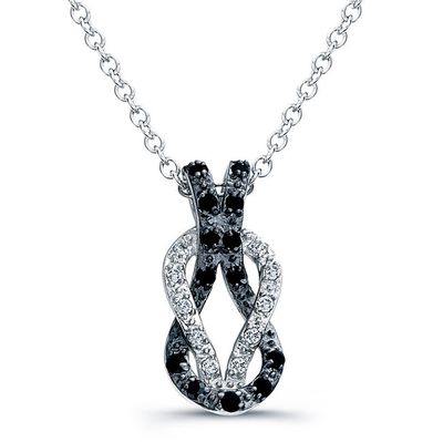 Dazzlers Sterling Silver Rhodium Plated and Black CZ Knot Necklace, MPN: DBN11464
