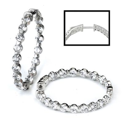 Dazzlers Sterling Silver Rhodium Plated and CZ Hoop Earrings, MPN: DCE-41