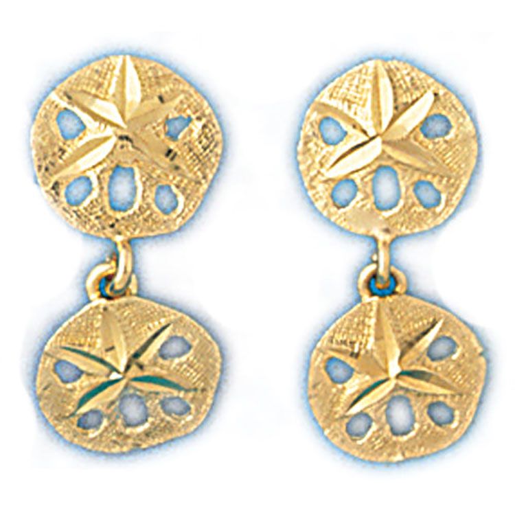 Dazzlers 14k Yellow Gold Sand Dollar Dangle Earrings, MPN: DZ-13131