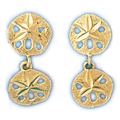 Dazzlers 14k Yellow Gold Sand Dollar Dangle Earrings, MPN: DZ-13131